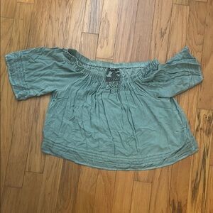 Young Fabulous & Broke Off-Shoulder Blouse in Teal